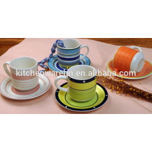 Haonai M-10508 custom colored ceramic cup and saucer manufacturer